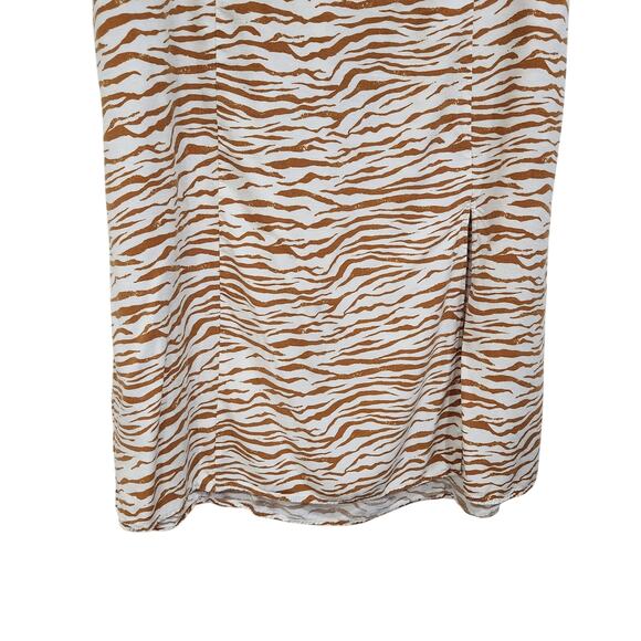 Ava & Viv Zebra Stripe Midi Pull On A-Line Slit Skirt Cream Brown Size 1X - Picture 3 of 7
